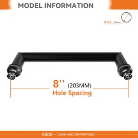 CKB 8" Shower Door Handle, Stainless Steel Shower Door Pull Compatible with 1/3" to 1/2" Glass Thickness, Back to Back Glass Door Handle with Matte Black