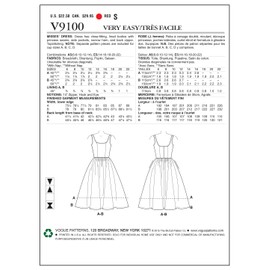 VOGUE PATTERNS 9100 A5,Misses Dress,Sizes 6-8-10-12-14, Broadcloth, Multi/Colour