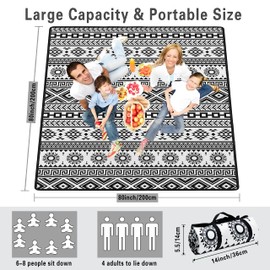 Supfitness Extra Large Picnic Blankets Waterproof Foldable (80 "x 80") Beach Blanket Waterproof Sandproof,3-Layer Thicking Mat Outdoor Packable Camping Blanket(Bohemian)