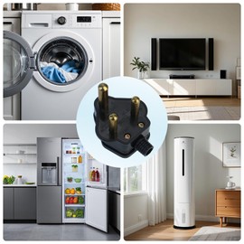 Wirafix 2 Pack 3 Pin Plug UK, Round 3 Pin Plug 15Amp with Wire Pipe, Comply with BS-546 Standard, Heavy Duty Electric Plugs for Various Electrical Devices, Replacement plug with Screwdriver, Black