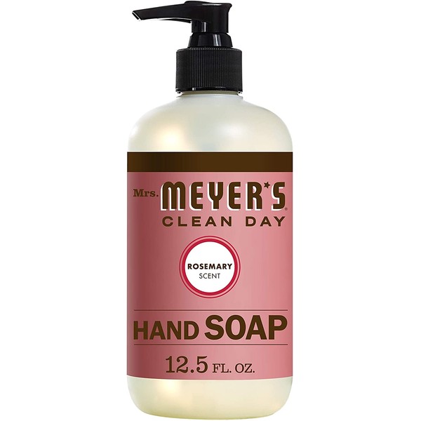 Mrs. Meyer's Clean Day Liquid Hand Soap, Cruelty Free and Biodegradable Hand Wash Made with Essential Oils, Rosemary Scent, 12.5 oz Bottle
