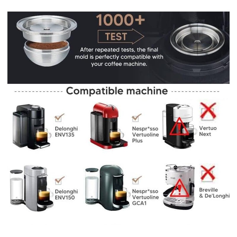 Stainless Steel Refillable Capsules Reusable Coffee Pods Compatible for Nespresso