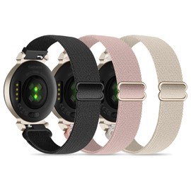 Conidido 3 Pack Nylon Bands Compatible with Garmin Lily 2, 14mm Elastic Nylon Soft Loop Straps Quick Release Replacement Adjustable Wristband for Lily 2 Classic/Active Smart Watch Accessory for Women