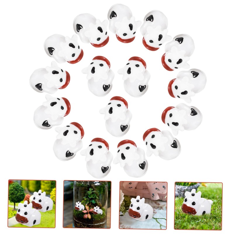 Mipcase 35pcs Miniature Cow Figurines Animal Models for Moss Landscape