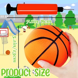 6Pcs 5Inch Mini Toy Basketballs,Colorful Rubber Inflatable Basketball with Pump for Toddlers Kids Pool,Basketball Hoop,Beach Sports Game,Party Favor Indoors Outdoors