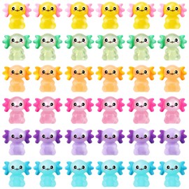VioraWhite 48 Pcs Mini Axolotl Resin Charms Miniature Axolotl Figurines Tiny Small Animal Figures for DIY Garden Landscape Dollhouse Birthday Party Decoration Aquarium