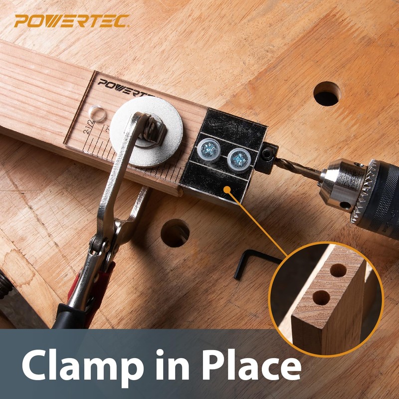 POWERTEC Complete Doweling Jig Kit w/ 1/2",3/8",1/4" Cobalt M-35 Drill