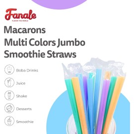 Fanale 3,500 Pcs (250 X 14 bags) Multi Colors Plastic Straws Disposable Individually Wrapped Straws (8mm Wide X 210mm Long)