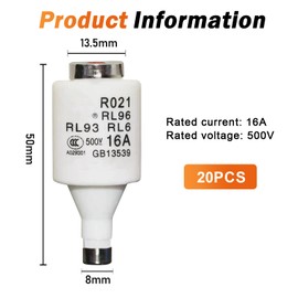 16A Safety Fuse, Pack of 20 Melting Inserts, DLL Low Voltage Fuse, Fuses 500V