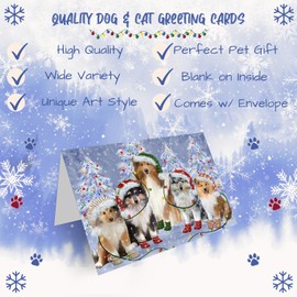 Christmas Light Rough Collie Dog Note Cards - Adorable Pets Invitation Cards with Envelopes - Pet Artwork Christmas Note Cards (1 Note Card)