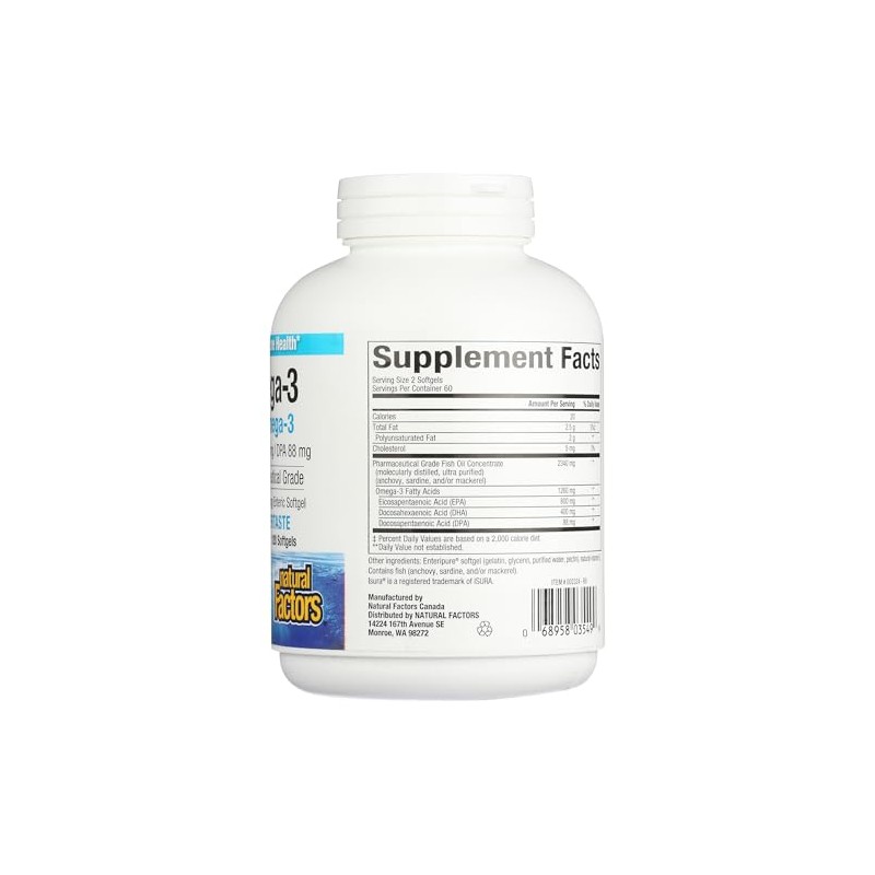 Natural Factors RxOmega3 Extra Strength 600 mg 120 Softgels con