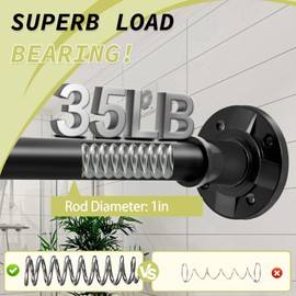 Shower Curtain Rod 31-100 In Adjustable Pole Heavy Duty Matte Black Tension Rods Spring Drilling and No Drilling Shower Rod for Bathroom Window Anti-Slip Never Rust