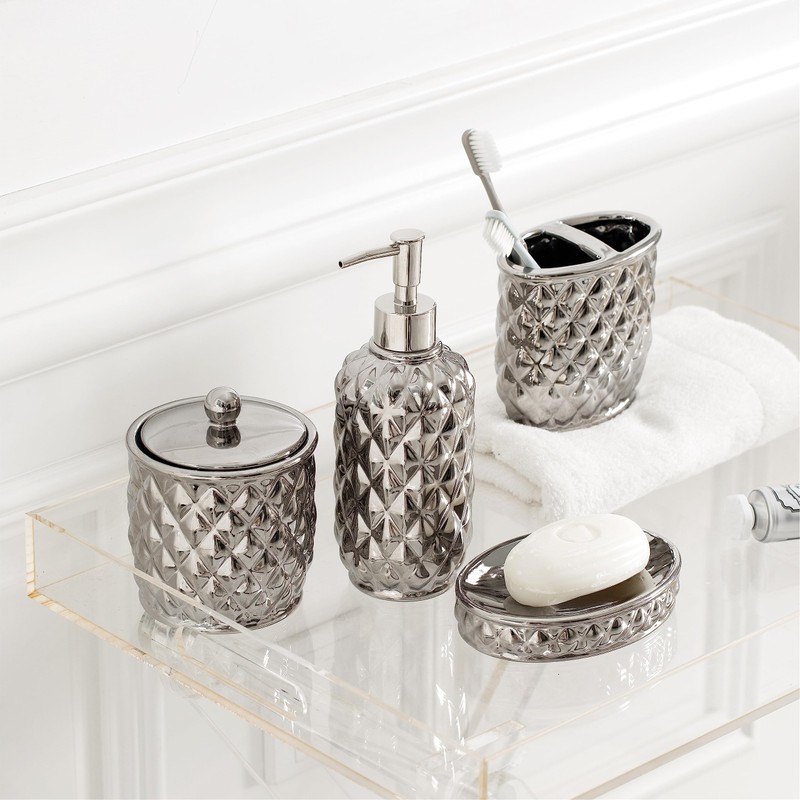Motifeur Bathroom Accessories Set, 4-Piece Ceramic Bath Accessory Complete Set