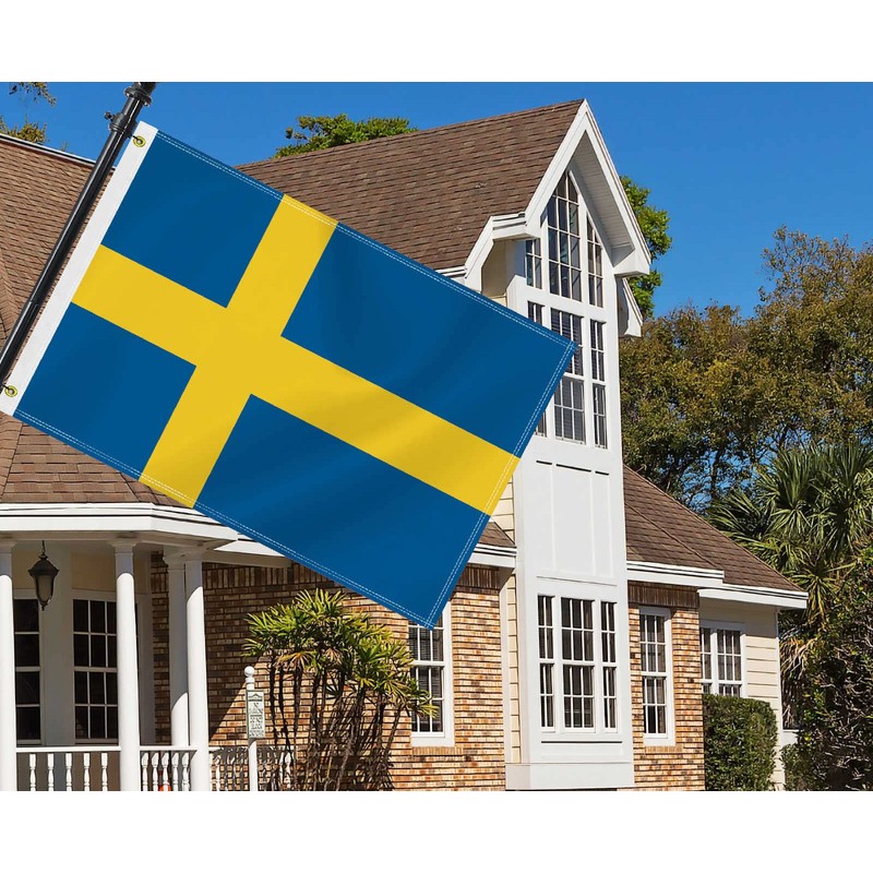 2×3 FT Sweden Flag,Medium 60×90 CM Swedish Outdoor Banner,100D Decor,Doube