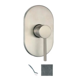 MEER FAUCETS BY CNX Mezcladora Satinada Monomando de Latón para Regadera (Diseño Ovalado) GRATIS Toallita Limpiadora (Microfibra) y Cepillo Multiusos, Mezcladora para regadera