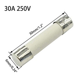 Hxchen 30A 250V Ceramic Fuse 6x30mm Cartridge Fast Blow Tube for Power Strip Experiment Circuit Appliance Repair - (10 Pcs)