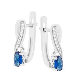 Sokolov 925 Silver Earrings with Blue Crystals and Clear Cubic Zirconia, Sterling Silver