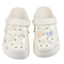 Cinsenten Shoe Charms, Crocs Badge Butterfly Beads Flowers, Glitter Croc Pins Sticker Set, Shoe Clips, Shoe Pendant, Crocs Accessories, Jibbitz Gift for Children, Women, Children, Girls, Polyvinyl