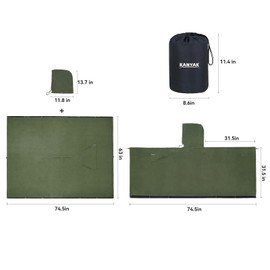 Kanyak Outdoor Camping Blanket, Poncho Wearable Pocket Blankets, 74.5 in * 63 in, Warm, Comfy, Durable & Portable, Machine Washable, for Stadium, Concerts, Car Travel, Sports, Hiking, Sofa. (Green)