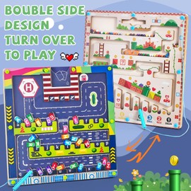 Double Side Alphabet Magnet Maze Toys, Alphabet & Number Puzzle Toddler Toys for Ages3-6 for Boys and Girls