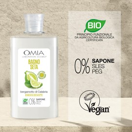 Omia, EcoBio Silk Bath with Bergamot di Calabria, Energising Shower Gel, Leaves Skin Radiant and Hydrated, Dermatologically Tested, 400 ml Bottle