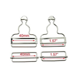 5Afashion SICODA suspender adjuster overall buckle,silver dungaree fastener braces buckle with slider,pack of 6 sets (1.57")