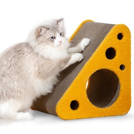 Pet JoJo 360° Reversible Cat Scratching Post, Cat Scratchers Indoor Cats, Premium Cardboard Cat Scratching Board with Cute Cheese Design and Multiple Scratching Angles, Large