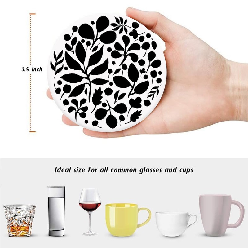 Aowced Drink Absorbent Coasters with Holder Set of 6, Ceramic
