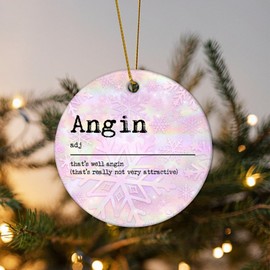 SILYHEART Angin Definition Christmas Ceramic Ornament Christmas Porcelain Ornament Word Description Vintage Ornament for Decorating Christmas Home 3 in