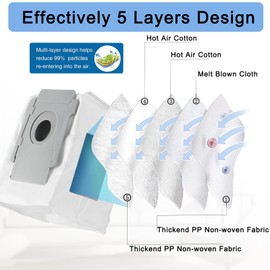 AiLomey 12 Pack Vacuum Bags for iRobot Roomba Bags i & s & j Series, Replacement Bags for iRobot Roomba i7 i7+ i7Plus, i3 i3+, i4 i4+, i6 i6+, i8 i8+, Automatic Dirt Disposal Bags