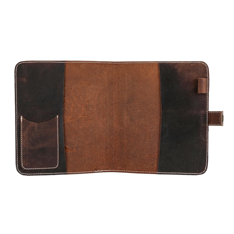 Fausta Heart Embossed Refillable Brown Leather Journal for Writing, 256