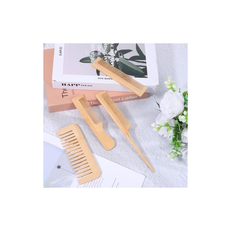 Juego de 4 peines de madera para el cabello, peine