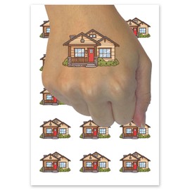 Traditional Craftsman Style House Home Temporary Tattoo Water Resistant Fake Body Art Set Collection - 15 2" Tattoos (1 Sheet)