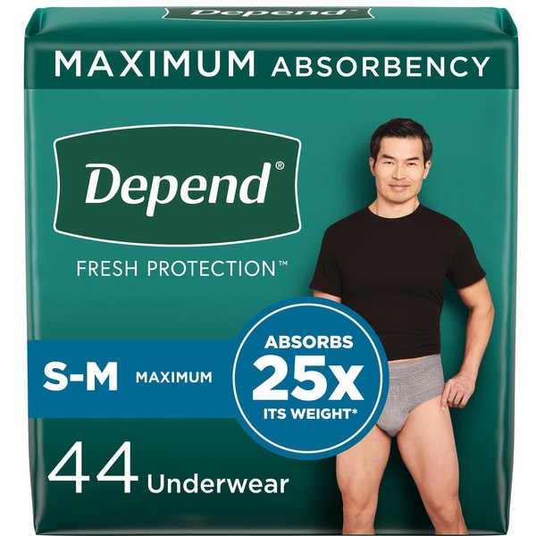 Depend FIT-Flex Disposable Underwear for Men (Small/Medium), 44 Count