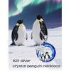 POTOPYY Penguin Necklace for Women S925 Sterling Silver Blue Crystal