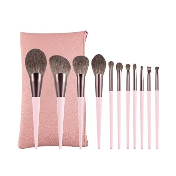 11Pcs Makeup Brushes Set with Bag Powder Contour Highlighting Eyeshadow