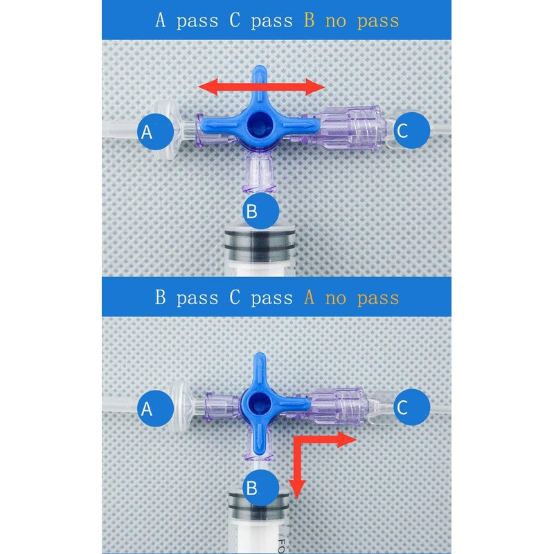MEETOOT 2pcs Disposable Medical Three Way Valve 3-Way Stopcocks with