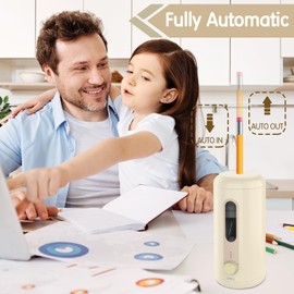 Electric Pencil Sharpener, Fully Automatic Pencil Sharpener for 6.9-10.8mm Colored/Jumbo Pencils, Auto in & Out, Rechargeable Hands-Free Sharpener for Classroom Home Office, Beige