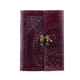 Indra Medium Embossed Leather Journal with Clasp 110 x 160 mm