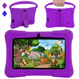 Veidoo Kids Tablet, 7 inch Android Tablet PC, 2GB RAM 32GB ROM, Safety Eye Protection Screen, WiFi, Dual Camera, Games, Parental Control APP, Tablet with Silicone Case(Purple)