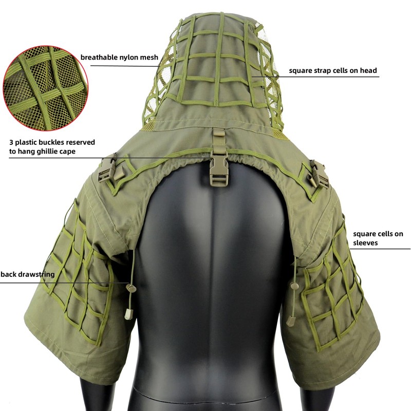 LytHarvest Sniper Ghillie Suit Foundation, Ripstop, Camouflage Tactical Ghillie Hood