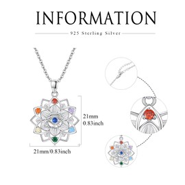 TRISHULA Chakra Necklace 925 Sterling Silver Lotus Necklace Eye of Horus Necklace Yoga Lotus Pendant Jewellery Gift for Women Girls, Sterling Silver, No Gemstone