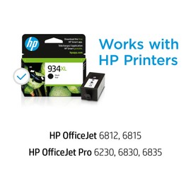 HP 934XL Black High-Yield Ink Cartridge | Works OfficeJet 6810; OfficeJet Pro 6230, 6830 Series | C2P23AN