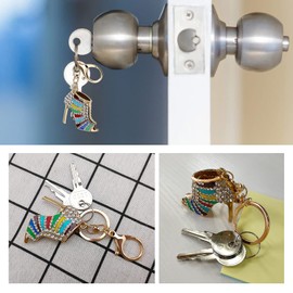 VGOL 2pcs Keyring Rhinestone Alloy Keyring Charm Pendant Purse Key Ring High Heel Keychain Multi-color Unique Shape Bag Pendants for Woman Girls Lady