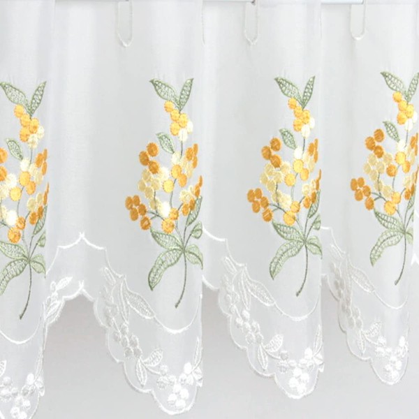 Cute design with bright yellow small flowers. Height 11.8 inches (30 cm), Lucky Color, Yellow, Mountain Blown Color, Small Flowers, Bright Color, Decorate Your Windowside, Cafe Curtain, Mimosa