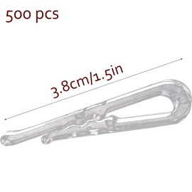 MEETOOT 500pcs Transparent Plastic Alligator Clip 38mm Shirt Fixing Packing Clip U Shape Plastic Clothespins for Ties Socks Pants Shirts
