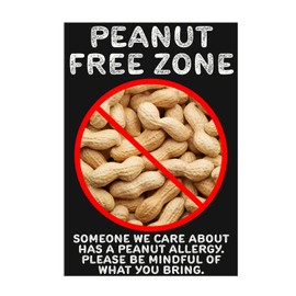 Peanut Free Zone Magnet for Refrigerator Locker Toolbox Car White Board Ammo Can - 4 x 6 Inches - Peanut Allergy - KCM0170