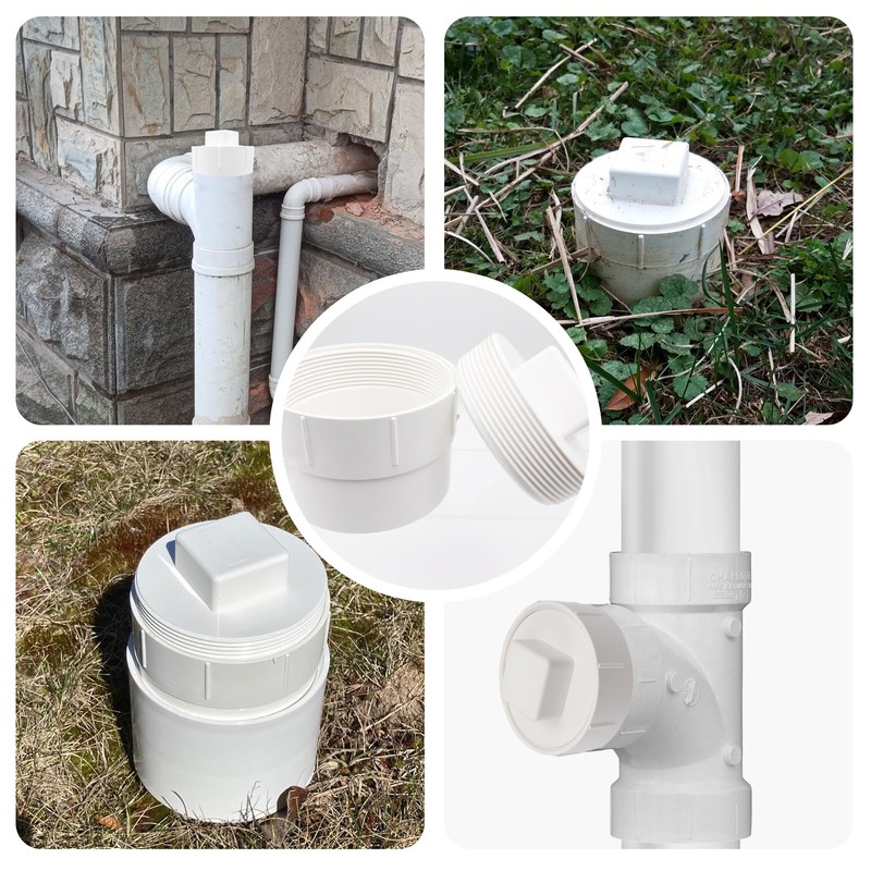 4" PVC Sewer Cleanout Adapter with Plug and Tape Durable