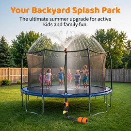 QINSHIYUE Trampoline Sprinkler Hose 39FT, Water Sprinkler for Kids, Sprinkler for Kids, Kids Sprinklers for Yard, Outdoor Water Play Attachment, Easy Install with Adapters & Tie Straps (Yellow, 39FT)