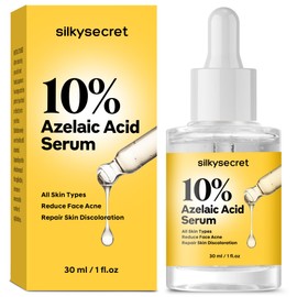 SilkySecret 10% Azelaic Acid Serum (1 Fl Oz), Niacinamide Infused Skin Care for Face, Pore Minimizing, Redness Relief, Reduce Cystic Acne Scar, Blemish Control Serum
